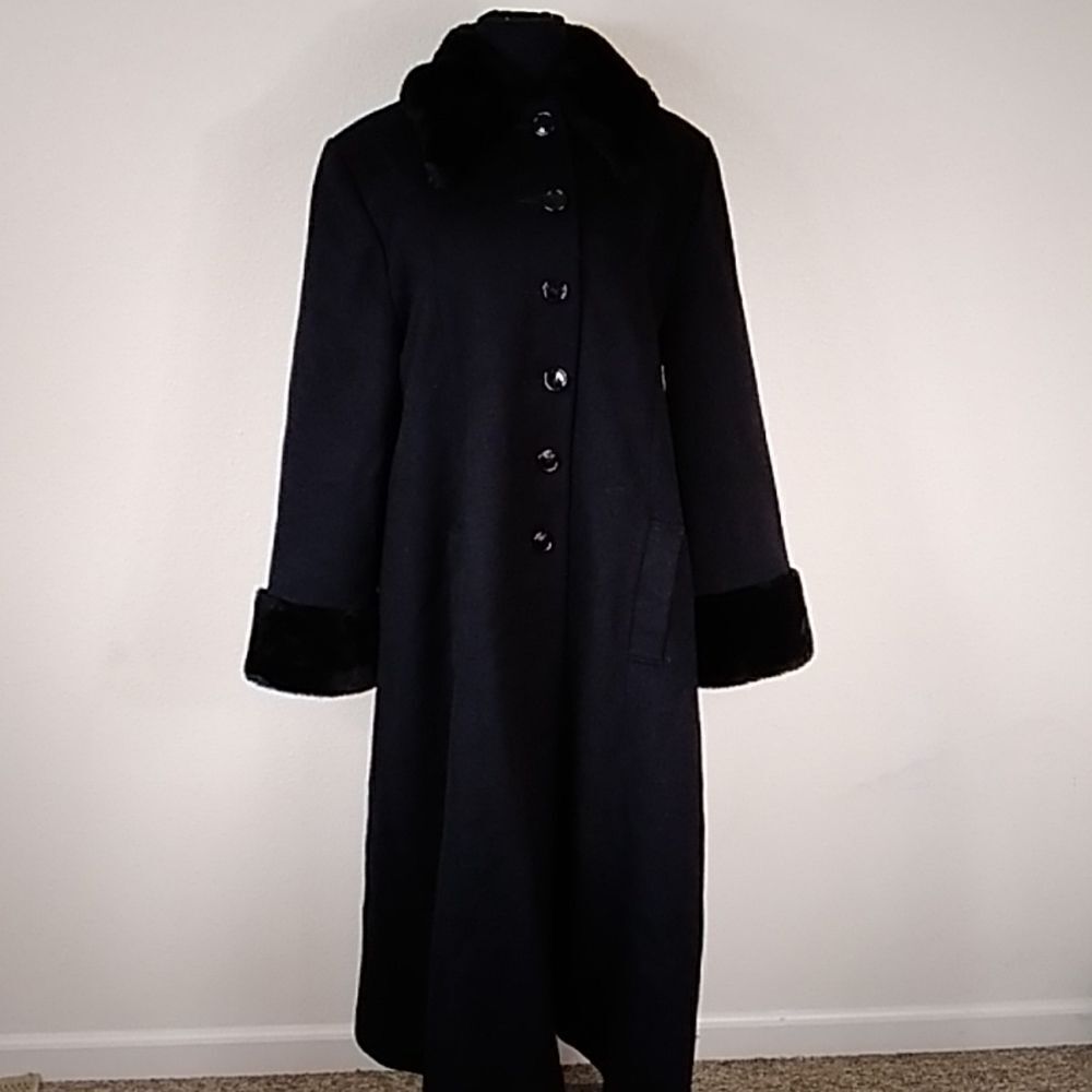 VTG ALBERT NIPON MADE IN U.S.A 100% WOOL WOMEN'S BLACK COAT JACKET SIZE 12